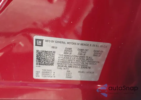 2020 GMC Terrain Fwd Sle from USA, damaged, VIN 3GKALMEV1LL150976